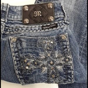 Miss Me cross rhinestone embellished skinny jeans size 25